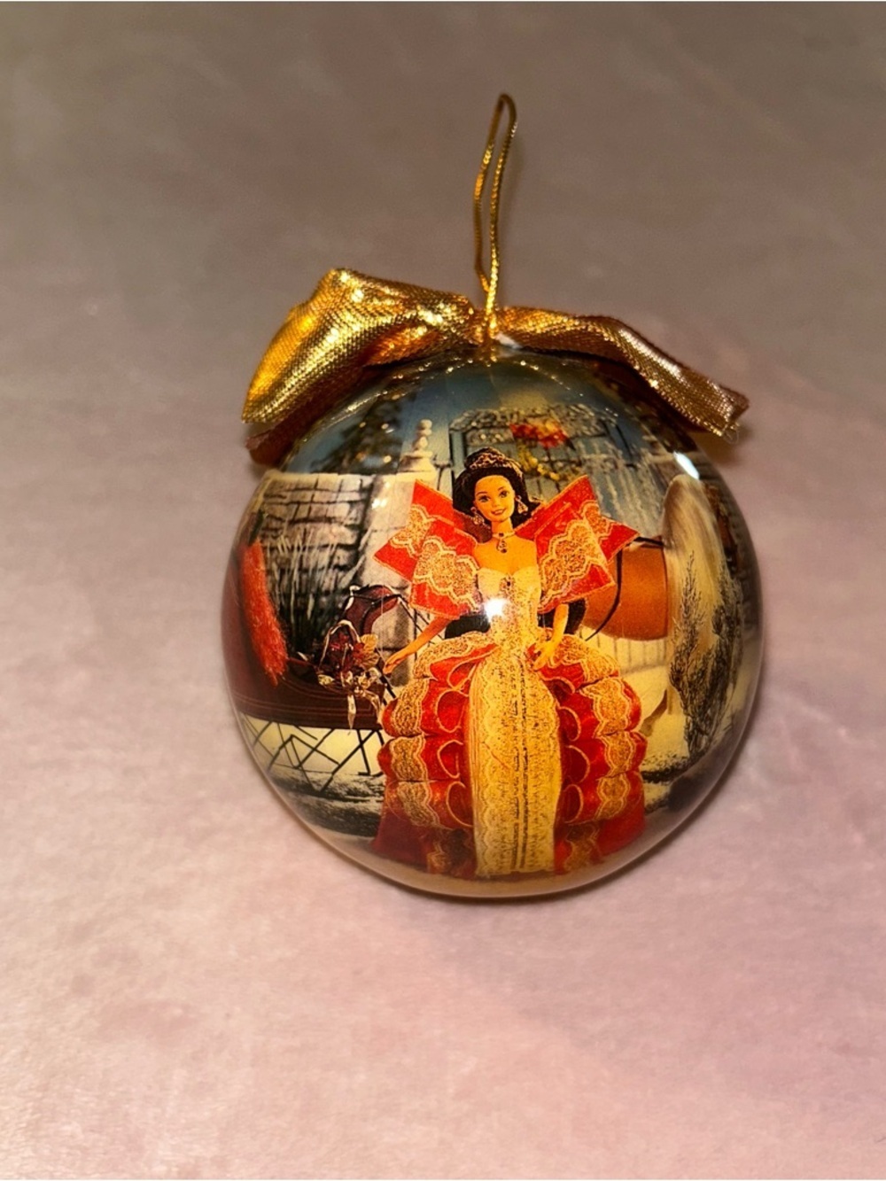 Barbie Matrix vintage 1997 globe Christmas ornament with gold bow